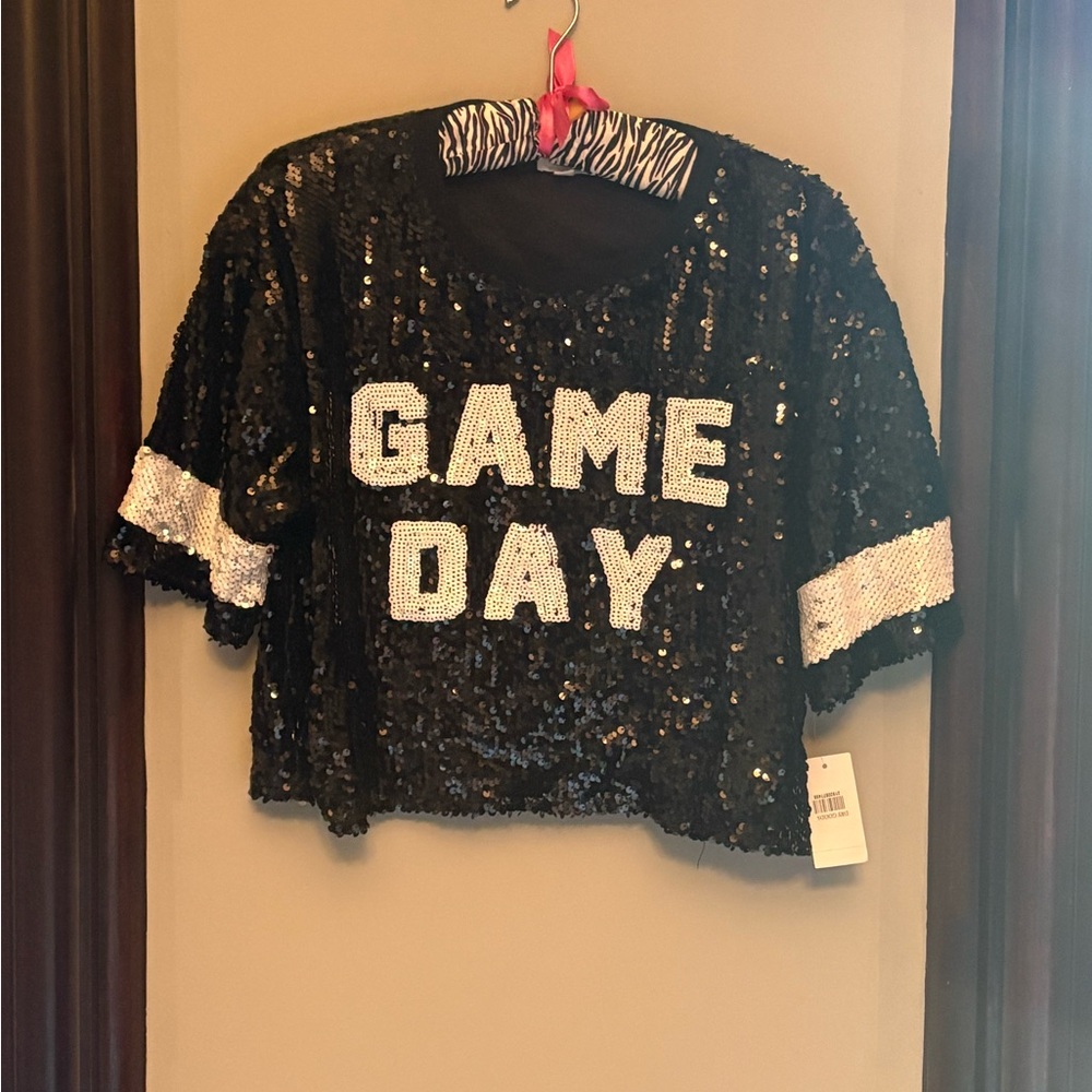 🏈Black Sequin Game Day Top🏈